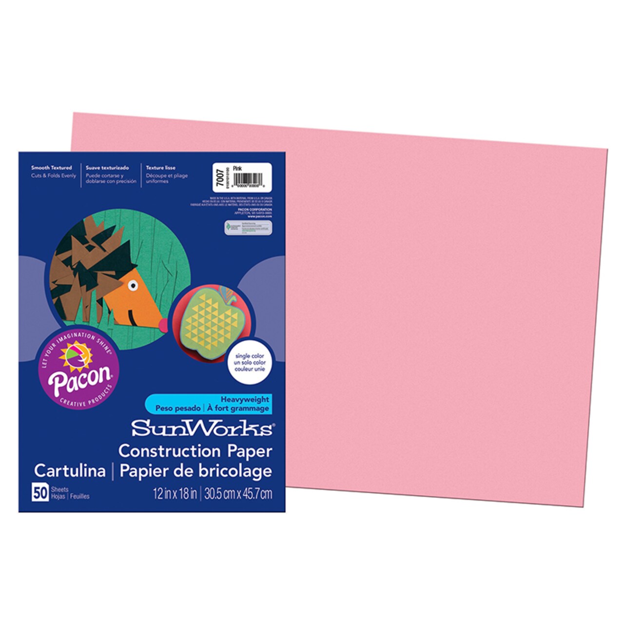 Construction Paper, Pink, 12&#x22; X 18&#x22;, 50 Sheets